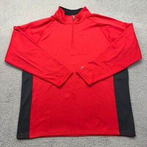 Champion Double Dry Mens XL Red Charcoal Quarter Zip Pullover Athletic Shirt